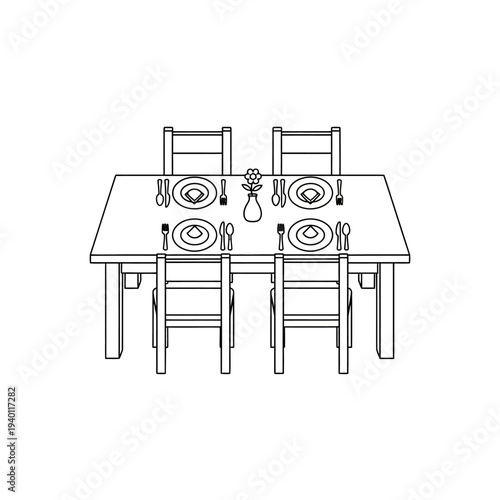 Minimalist Dining Room Table Setting with Four Chairs for Elegant Meals