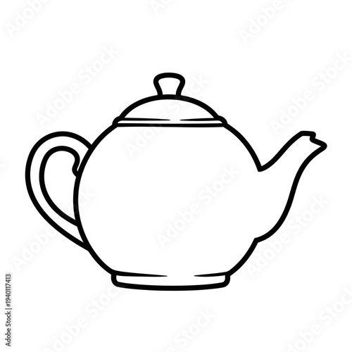 Minimalist Black and White Line Drawing of Teapot for Kitchen Decor