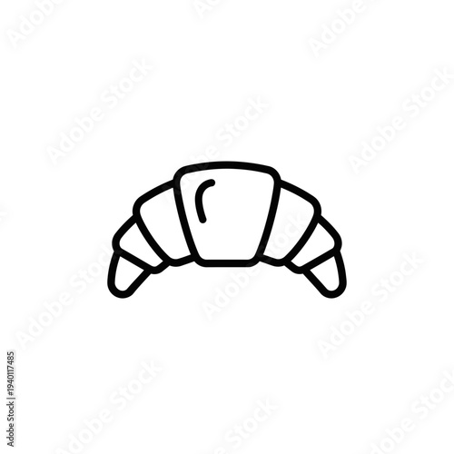 Minimalist Line Art Illustration of a Croissant for Bakery or Food Concept