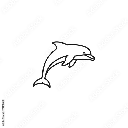 Minimalist Illustration of a Playful Dolphin Jumping Out of Water