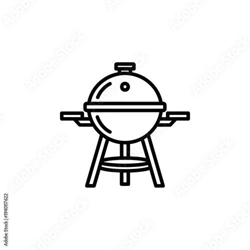 Minimalist Illustration of a Portable Outdoor Charcoal Grill for Barbecue Events