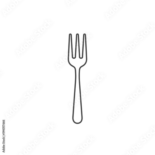 Minimalist Illustration of a Silver Fork on a White Background for Elegant Dining Concepts