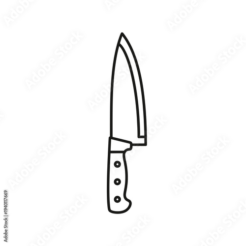 Minimalist Illustration of a Sharp Kitchen Knife for Culinary Design and Food Preparation