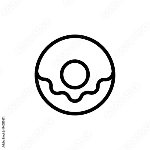 Minimalist Line Art Illustration of a Donut Icon for Food and Dessert Themes