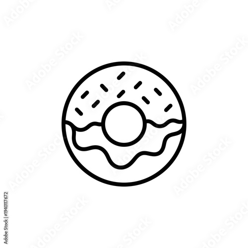 Minimalist Line Art Illustration of a Donut with Sprinkles for Dessert Concept