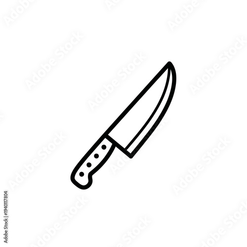 Minimalist Line Art Illustration of a Kitchen Chef Knife for Cooking and Culinary Food Preparation