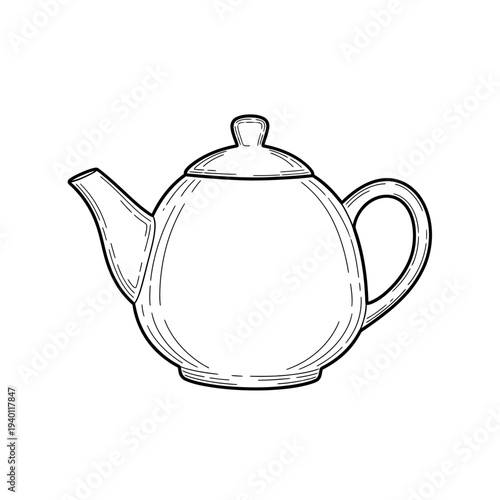 Minimalist Hand-Drawn Teapot Illustration for Kitchen and Food Concepts