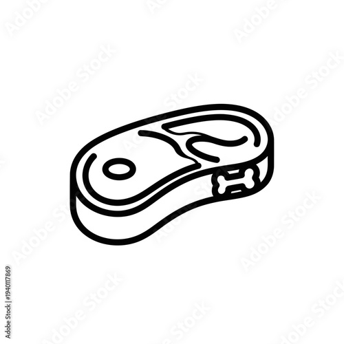 Minimalist Line Art Illustration of a Meat Cut Representation