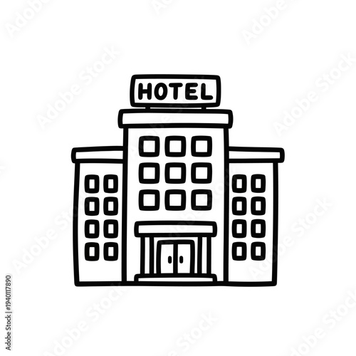 Minimalist Hotel Building Illustration for Hospitality Industry Concepts