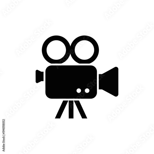 Minimalist Icon of a Vintage Video Camera for Filmmaking and Media Production
