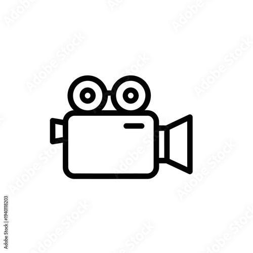 Minimalist Illustration of a Classic Video Camera for Media Production