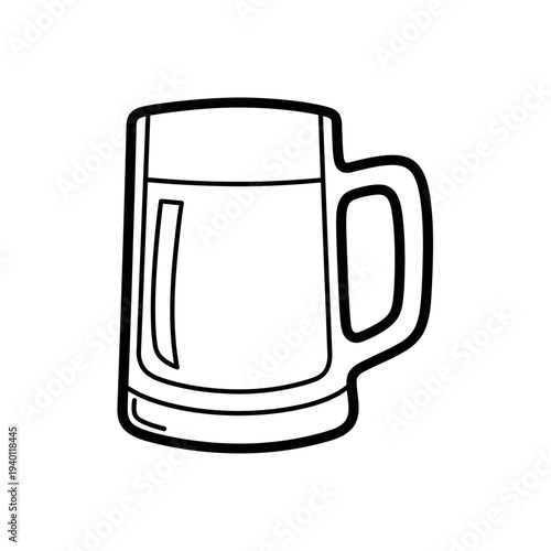 Minimalist Line Drawing of a Classic Beer Mug for Beverage and Drinking Themes