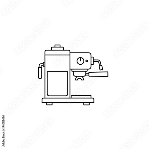 Minimalist Line Drawing of a Classic Espresso Coffee Machine for Cafe Design