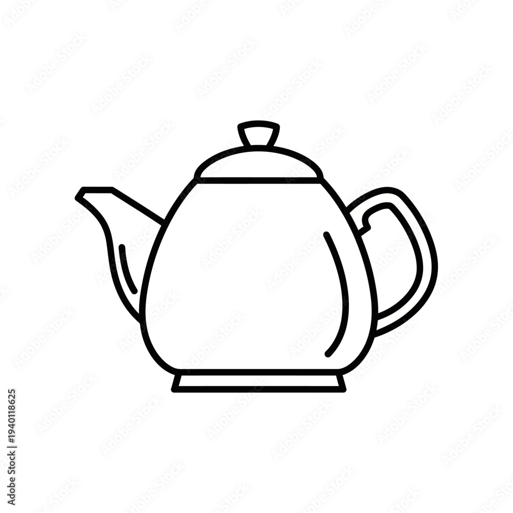 Obraz premium Minimalist Line Drawing of a Classic Teapot for Kitchen Decor