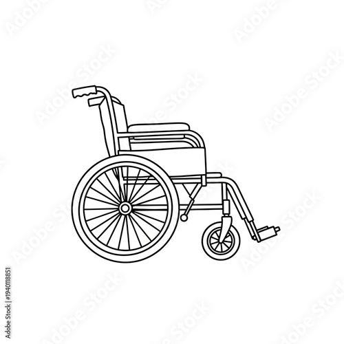 Minimalist Line Drawing of a Wheelchair for Accessibility and Healthcare Concepts