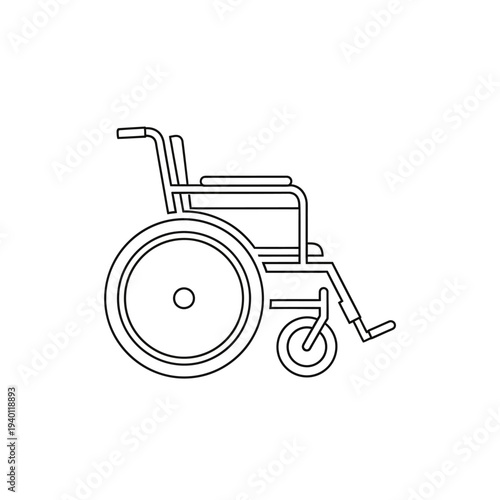 Minimalist Line Drawing of a Wheelchair for Accessibility and Mobility Support