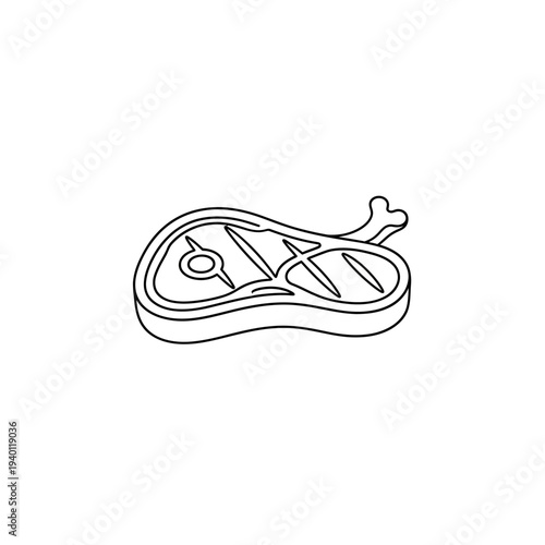 Minimalist Line Drawing of a Hanging Meat Cut for Food Illustration or Culinary Design