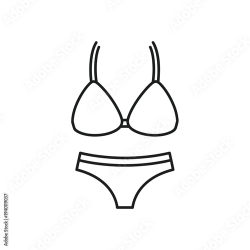Minimalist Line Drawing of Bikini Swimwear for Summer Fashion Illustration