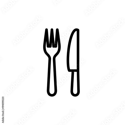 Minimalist Line Drawing of Fork and Knife for Food and Dining Concepts