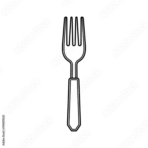 Minimalist Line Drawing of Fork for Modern Culinary and Dining Themes