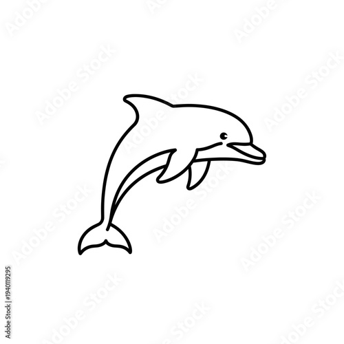 Minimalist Line Drawing of Playful Dolphin in Motion for Marine Life Art