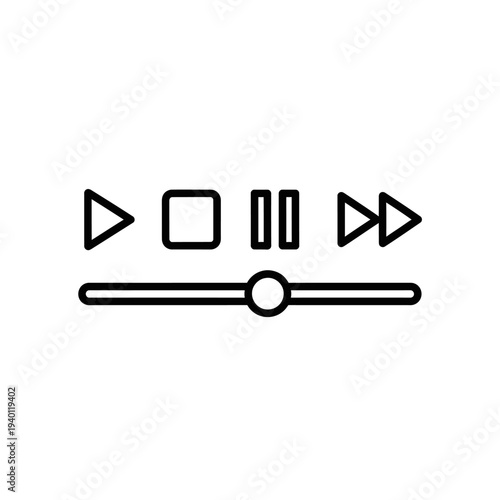 Minimalist Video Playback Control Icon Set for User Interface Design