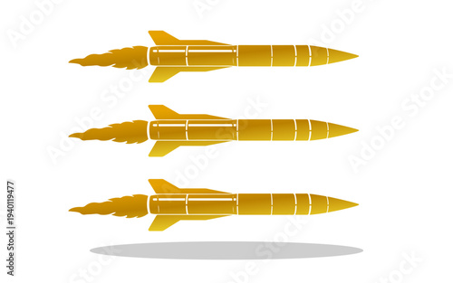 missile futuristic weaponry military technology gold color