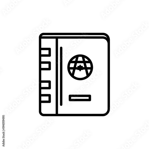 Minimalist World Globe Travel Passport Icon for International Journey Concept