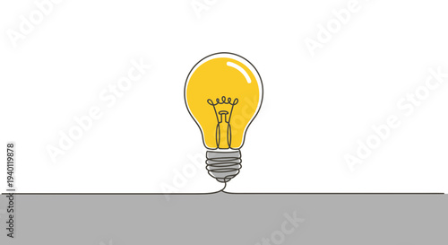 Bright idea light bulb illustration on white background, concept of innovation and creativity