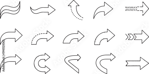 Collection of Various Arrow Icons for Direction and Navigation vector illustration