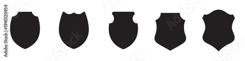 Collection of different shield silhouettes for heraldry and security