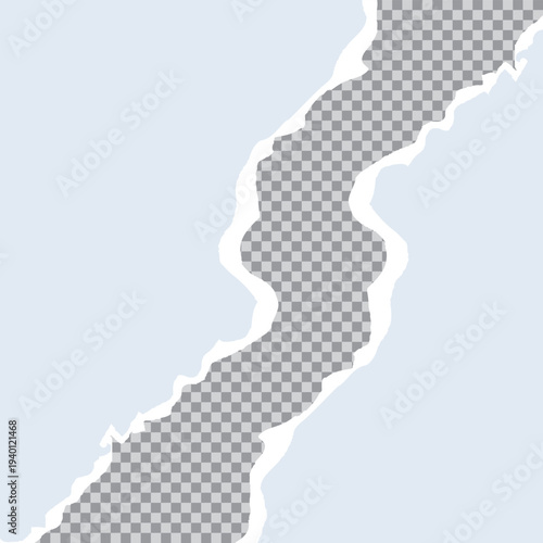 Vector torn paper with ripped edges has space for your text. The illustration features pieces of torn white paper with soft shadows stuck on a grey squared background. Vector illustration