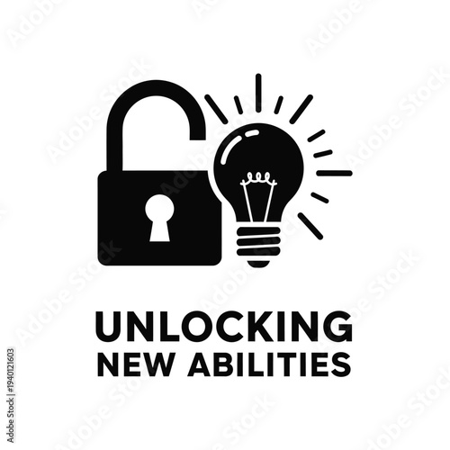 A stylized graphic depicts an open padlock with a glowing lightbulb inside symbolizing innovation and unlocked potential high quality professional detailed modern elegant stylish