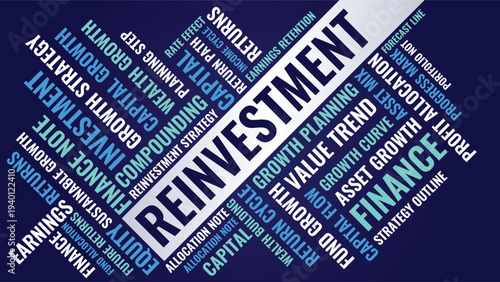 Reinvestment Word Cloud Animation, Capital Growth and Profit Strategy Kinetic Typography Theme