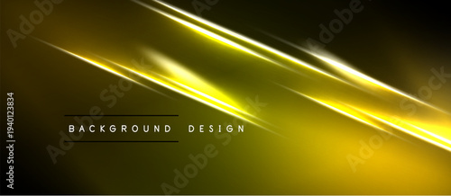 Abstract golden lines over black background. Bright diagonal streaks create dynamic visual effect. Text reads background design.