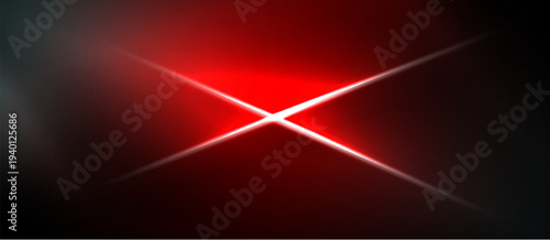 Bright red light burst radiates from center. Dark background creates dramatic contrast, intense visual effect.