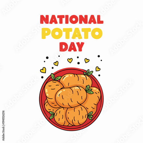 National Potato Day celebration with fresh potatoes in a bowl.
