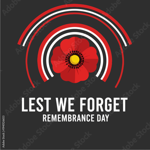 Remembrance Day Lest We Forget Poppy Symbol.