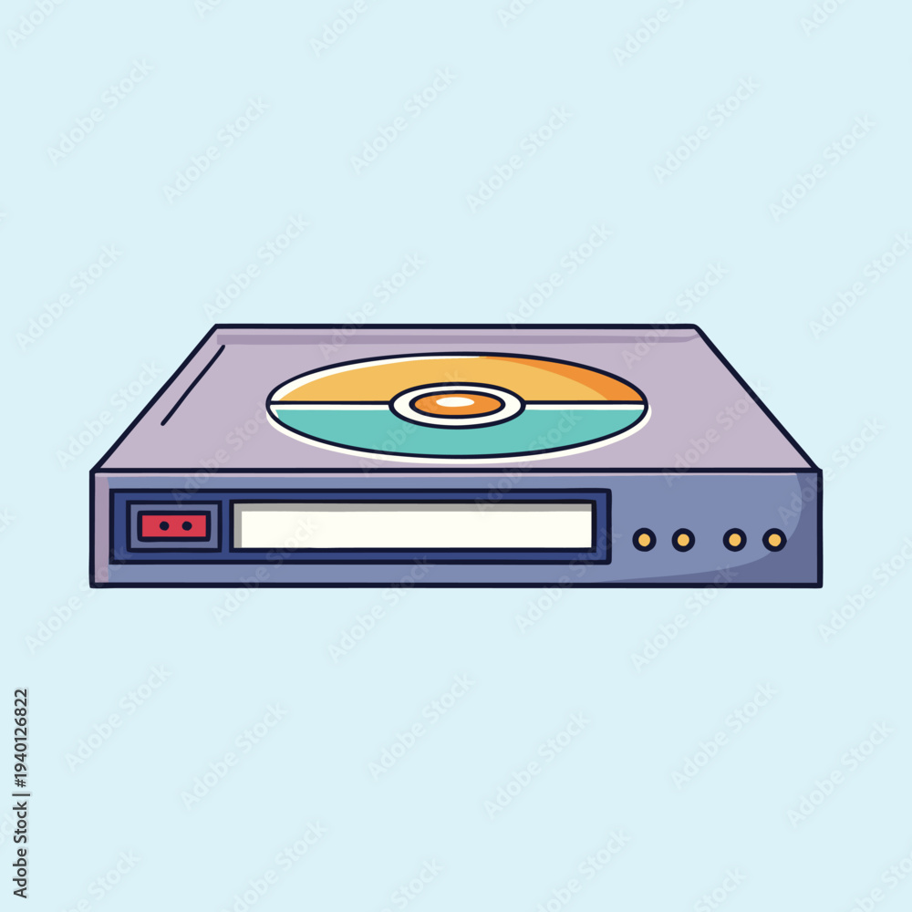 Fototapeta premium Retro Cassette Player with Colorful Details and Playful Cartoon Style