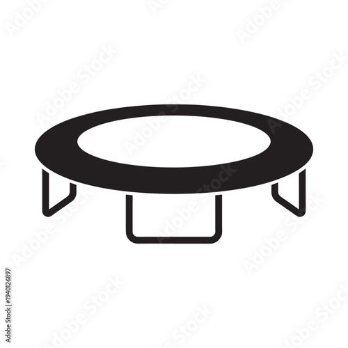 A simple black and white illustration of a round backyard trampoline