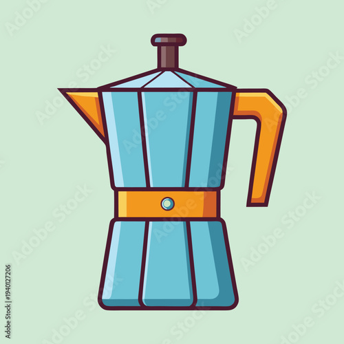 Stylized illustration of an Italian Moka pot for brewing delicious coffee