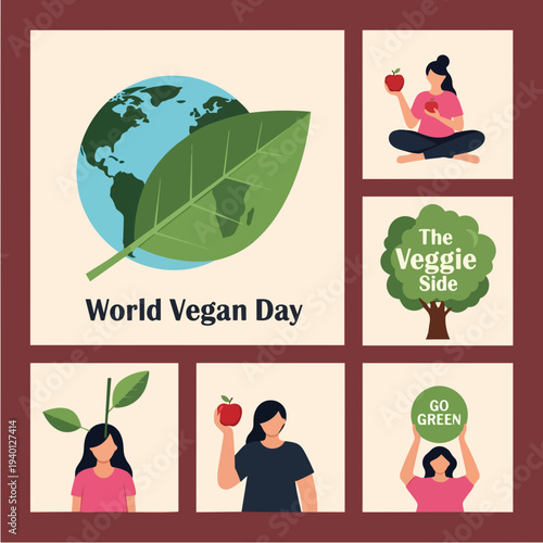 World Vegan Day Celebration with Earth and Greenery.