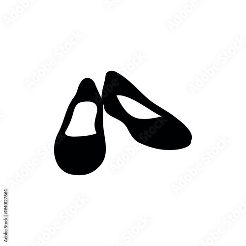 Women's Ballet Flats Shoes silhouette vector flat illustration design.