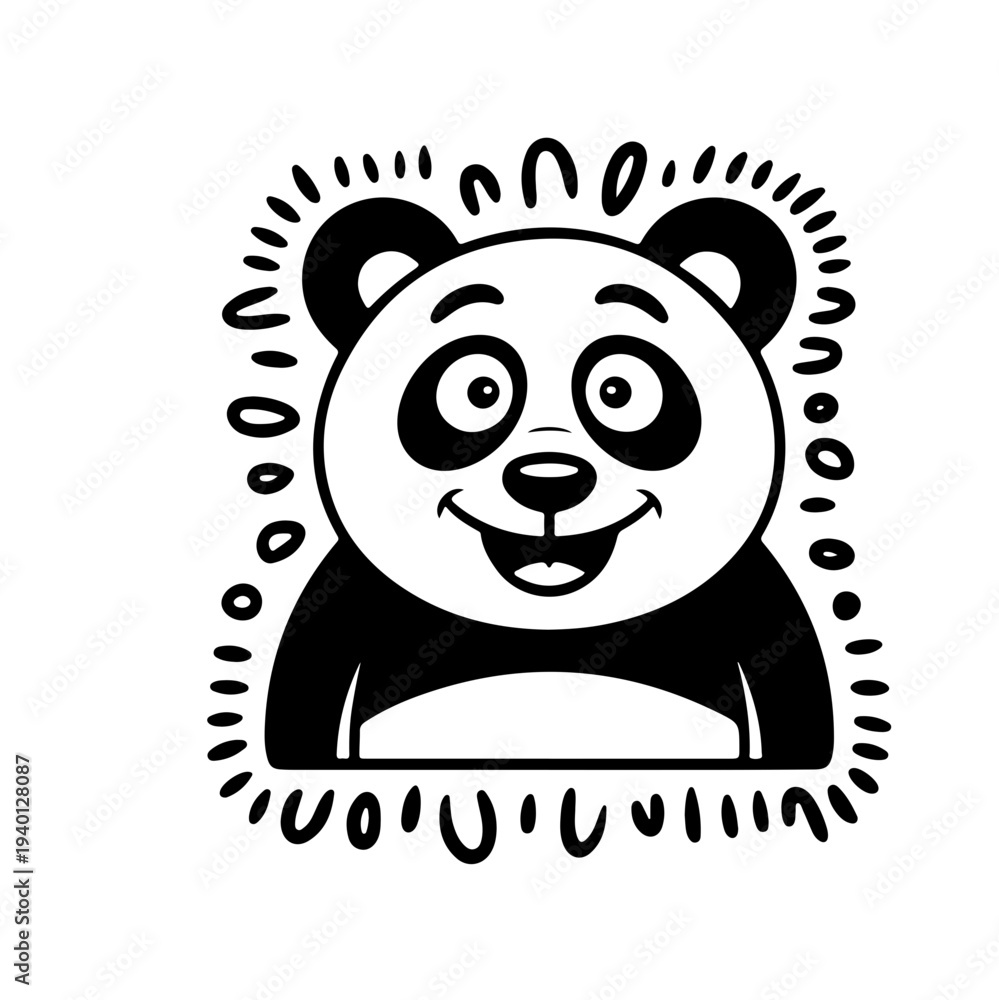 Fototapeta premium Cute panda isolated on blue background. Funny kawaii alpaca character. Cartoon flat style. Vector illustration