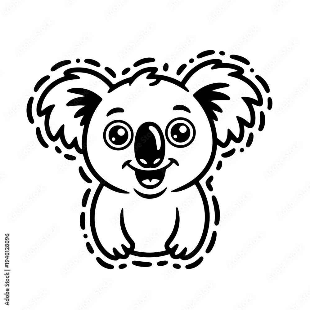 Fototapeta premium Cute coala isolated on blue background. Funny kawaii alpaca character. Cartoon flat style. Vector illustration