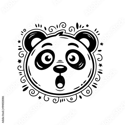 Cute panda isolated on blue background. Funny kawaii alpaca character. Cartoon flat style. Vector illustration