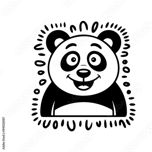 Cute panda isolated on blue background. Funny kawaii alpaca character. Cartoon flat style. Vector illustration