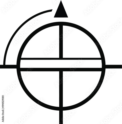A graphic illustration of a target with crosshairs and arrow wqe 533