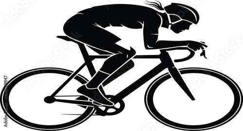 Dynamic Cyclist Silhouette in Motion for Sports Fitness and Healthy Lifestyle Concept