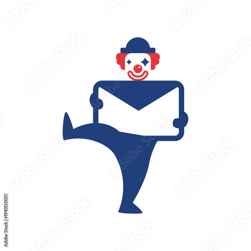 Clown Character Holding Envelope Icon Illustration